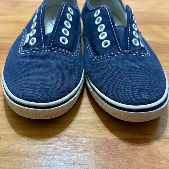 Vans Authentic Unisex Navy Canvas Shoes Mens 7 Womens 8.5 Sneakers Sanitized - Picture 7 of 9